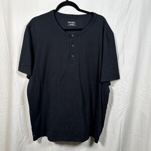 Untuckit Shirt Mens 2XL Black Short Sleeve Henley Neck Cotton Tee‎ T-Shirt